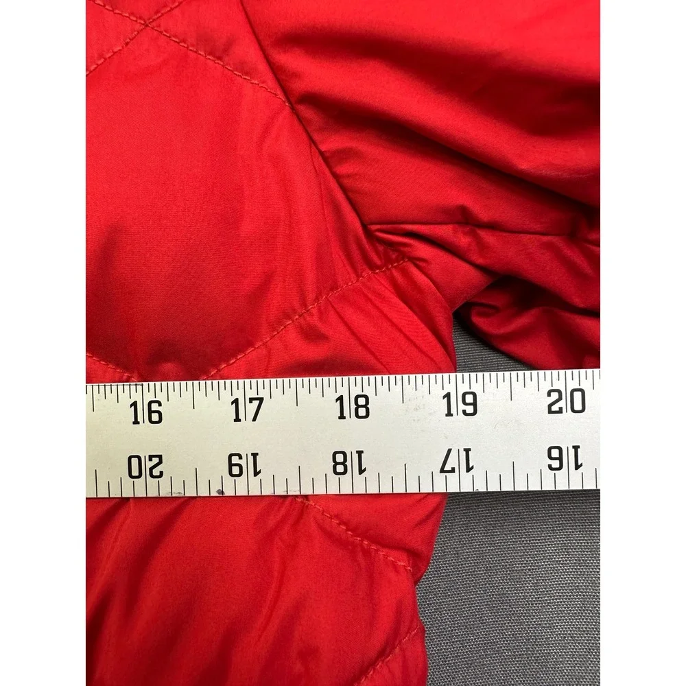 VTG Ralph Lauren Girls Red Quilted Down Puffer Jacket Hooded Belted Size XL 16